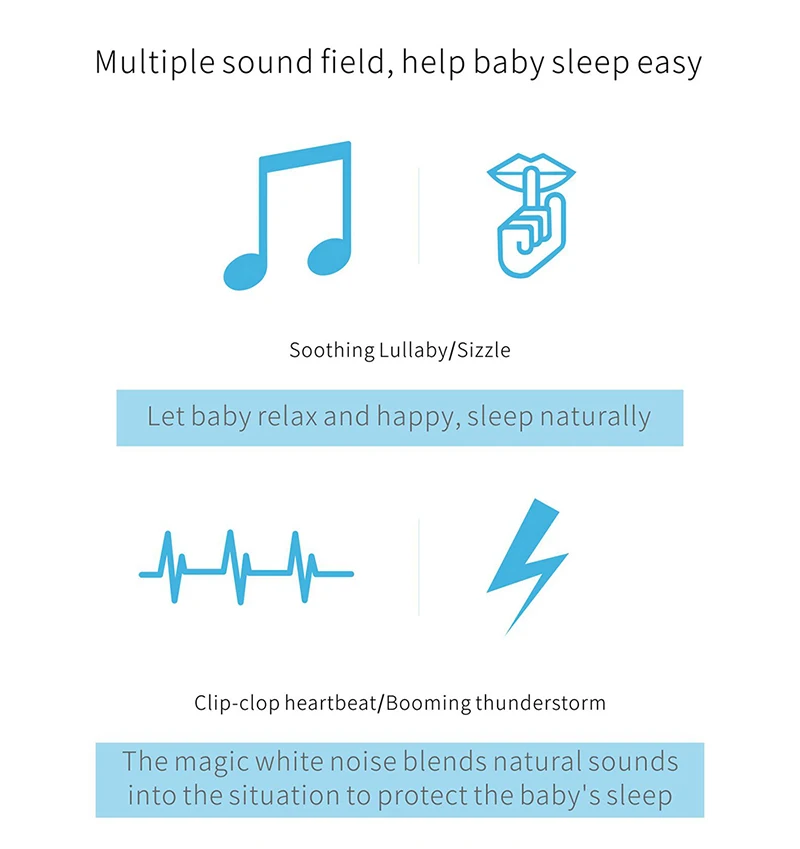 Детская белая шумовая машина для сна, профессиональная Портативная звуковая машина для путешествий, детские соски, автоотключение, таймер, монитор для новорожденных