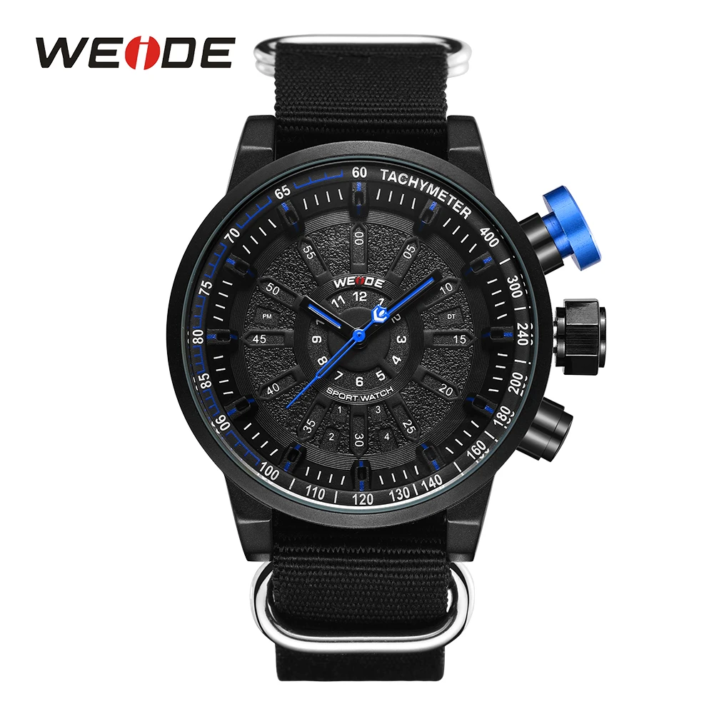 

WEIDE Mens Sports Watch Military Male Clock Black Nylon Strap Quartz Movement Analog Outdoor Buckle Wristwatch Relogio Masculino