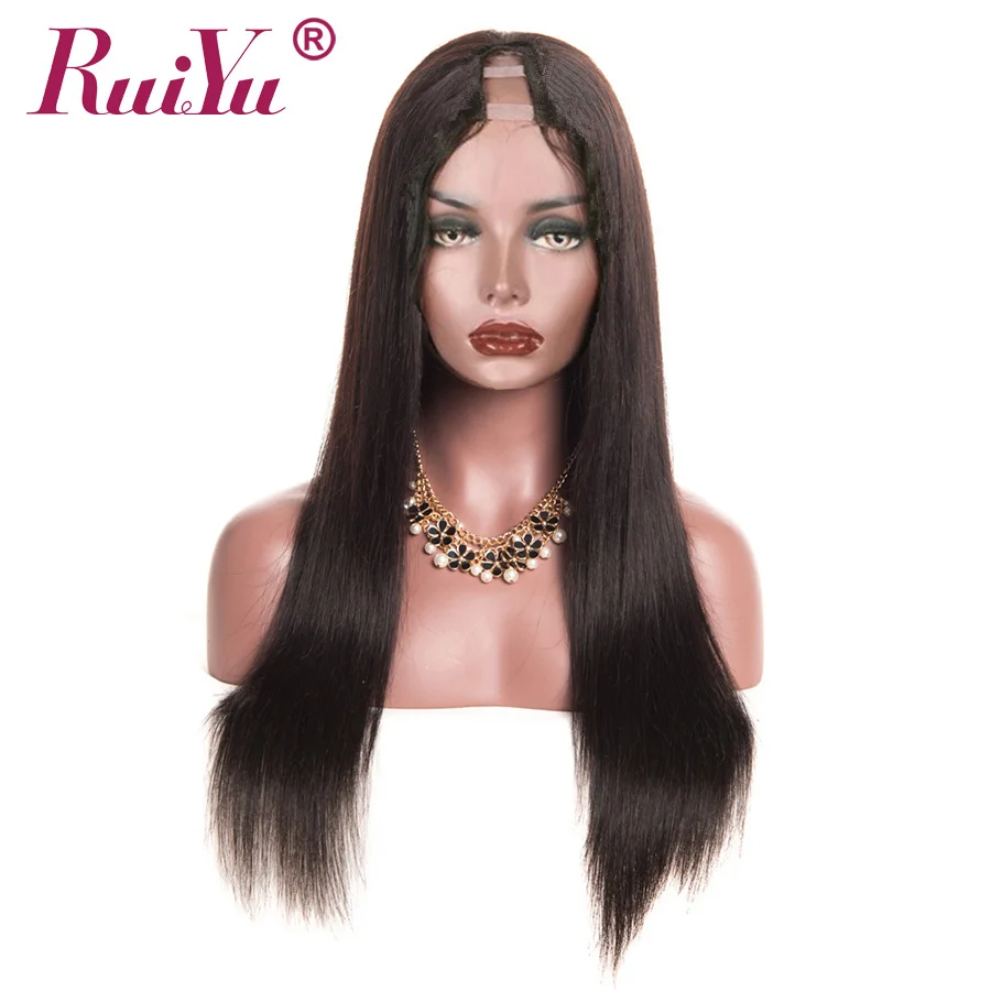 

Brazilian Straight Human Hair U Part Wigs For Black Women Middle Part Brazilian Remy Hair Wigs RUIYU Hair Full End Lace Wigs