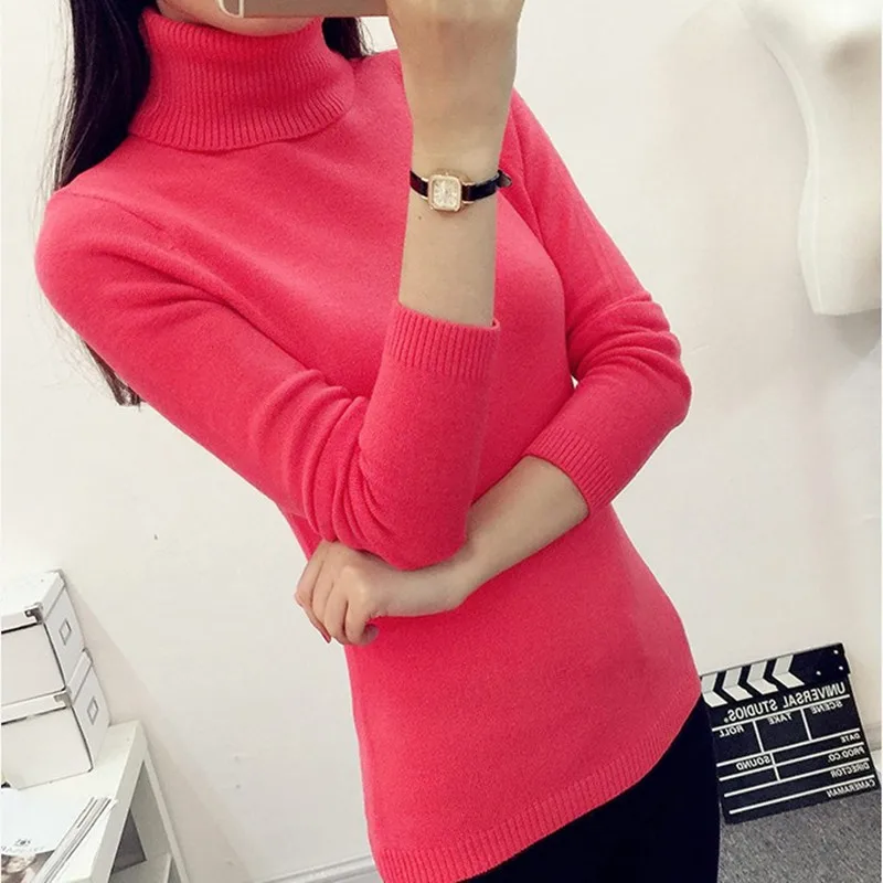 

Autumn Winter Women Sweaters and Pullovers Turtleneck Knitted Sweater Outerwear Pullover Tops Sueter Mujer Chandail Femme
