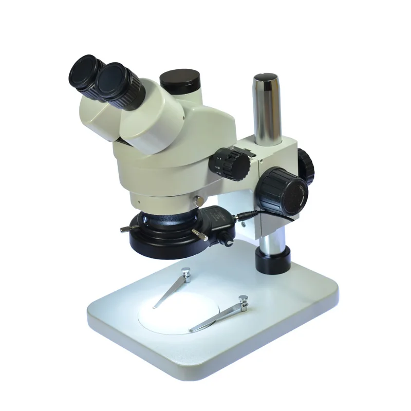 Инспекционный зум 7X-45X Тринокулярный Стерео микроскоп тринокулярный визуальный+ 56 светодиодный светильник+ окуляр WF10X20+ C адаптер для лабораторной PCB