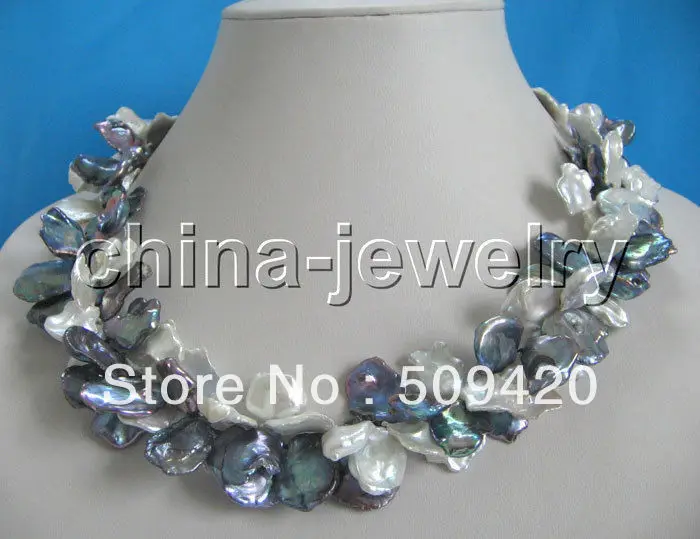 

~~ Free Shipping >>2row20mm multicolor Reborn Keshi baroque pearl necklace