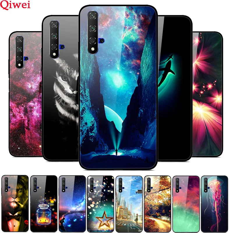 

For Coque Huawei Honor 20 Case Printing Hard Back Tempered Glass Case For Huawei Honor 20 Pro Lite Honor20 YAL-L21Cover Fundas