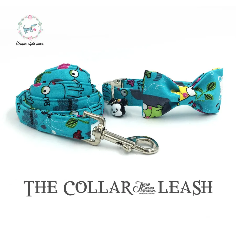 

Green Frog Dog Collar and Leash Set with Bow Tie Cotton Dog &cat Necklace and Dog Leash for Pet Christmas Gift