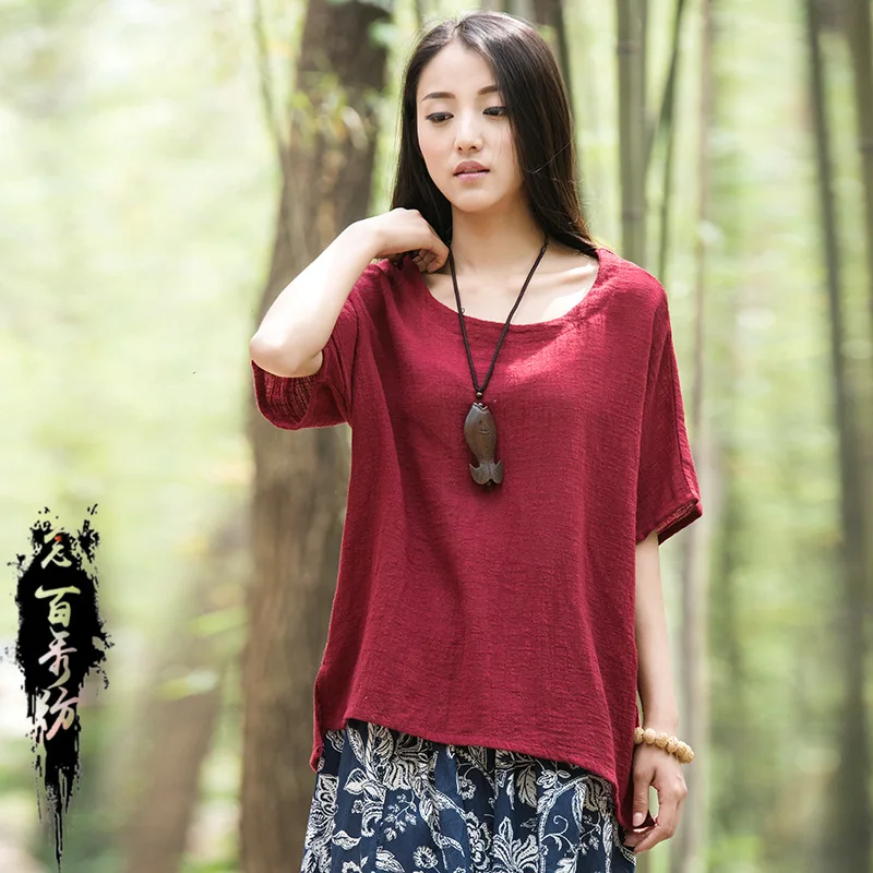

2018 Cotton Linen Spring Summer Original Literature Art Simple Women T-shirt