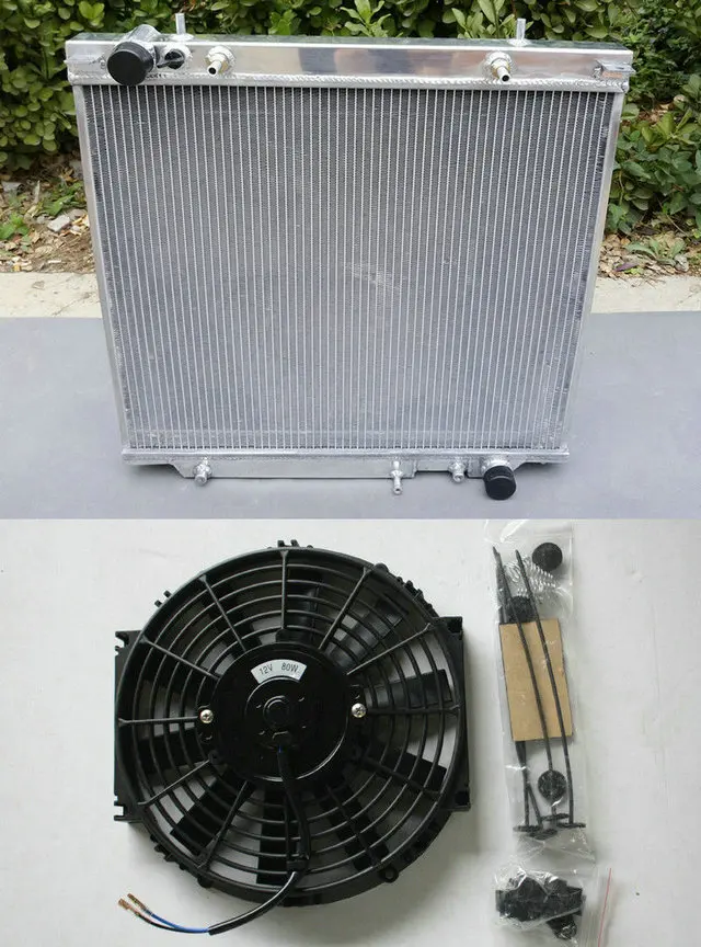 Radiator And Fan Алюминиевый радиатор для 1994-2005 Mitsubishi Delica Space gear L400 WA Starwagon Express Space gear 2,5/2.8L I4 4CYL 4G64+ вентилятор - Цвет: Radiator And Fan