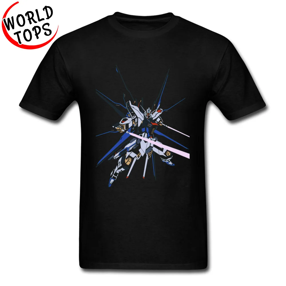 Strike Freedom Gundam Seed 11845 Short Sleeve Tops T Shirt Round Neck 100% Cotton Men Top T-shirts Printed Sweatshirts Funny Strike Freedom Gundam Seed 11845 black