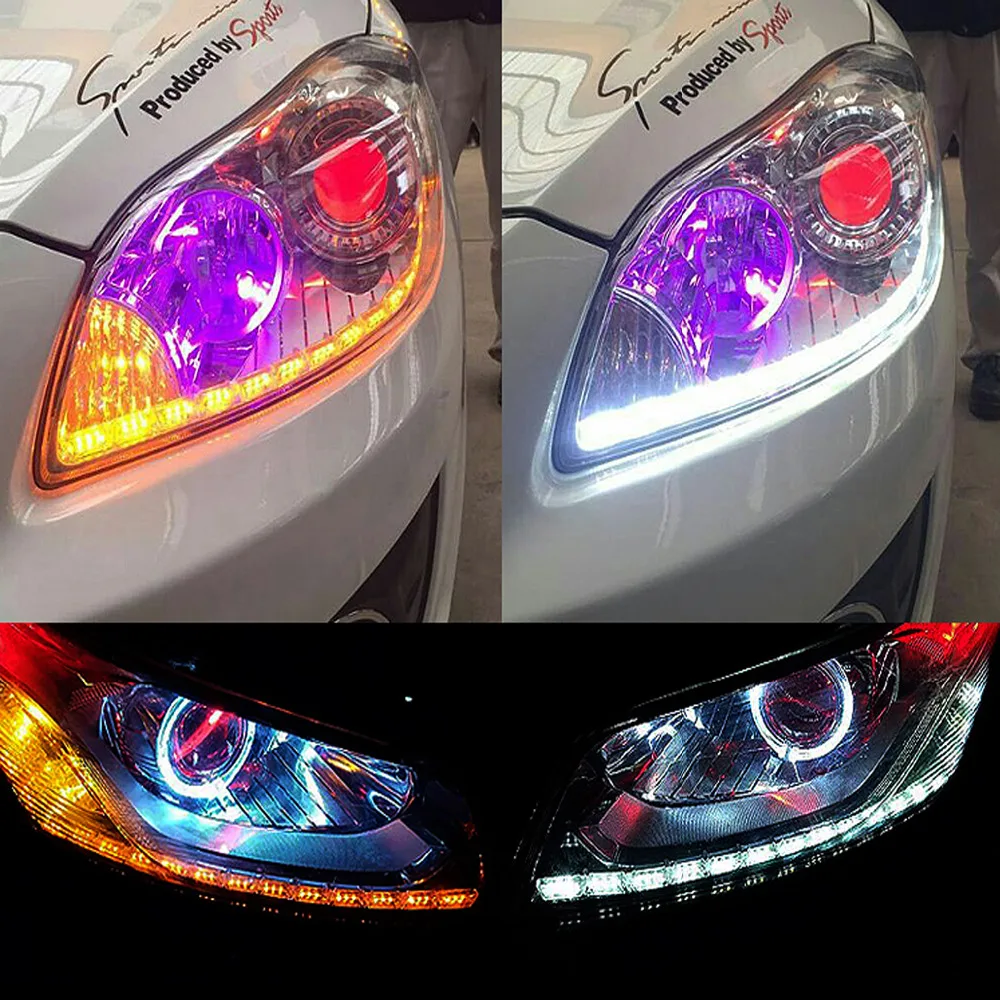 

2pcs For Renault Megane Car Flexible Crystal LED DRL Daytime Running Strip Light Turn Signal Streering Styling White/Amber Lapms