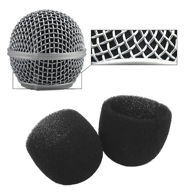 Черная круглая шаровая форма шапка с микрофоном ветровое стекло гриль внутренняя пена губка для SM58 SLX24 PGX24 PG58 BETA58A чехол для микрофона