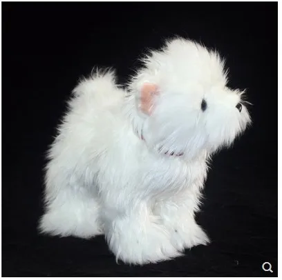 22 см Kawaii Моделирование маленькая белая собака Плюшевые игрушки Мягкая стоячая версия мягкие игрушки куклы для детей подарок