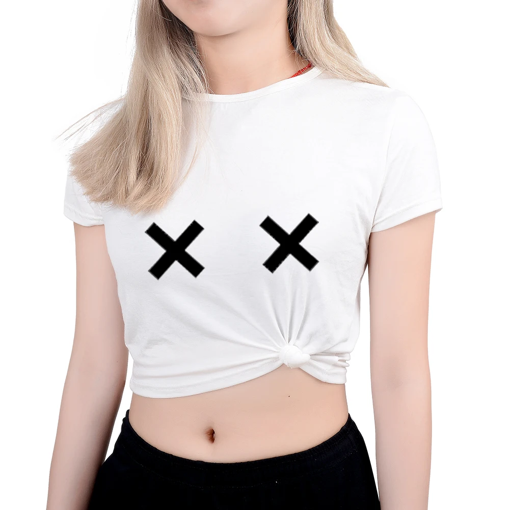 Женская футболка забавная с принтом TITTIES Cross BOOBIES хлопковая Повседневная для