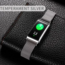 Бизнес человек красивый smart band измерять кровяное давление пульсометр умный Браслет сообщение/напоминание активности Смарт браслеты