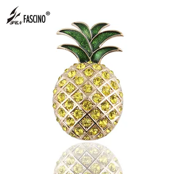 

Alloy Rhinestone Pineapple Brooch Pins Women Men Enamel Fruit Brooches Weddings Broche Ananas Scarf Pins Christmas Sweet Gift