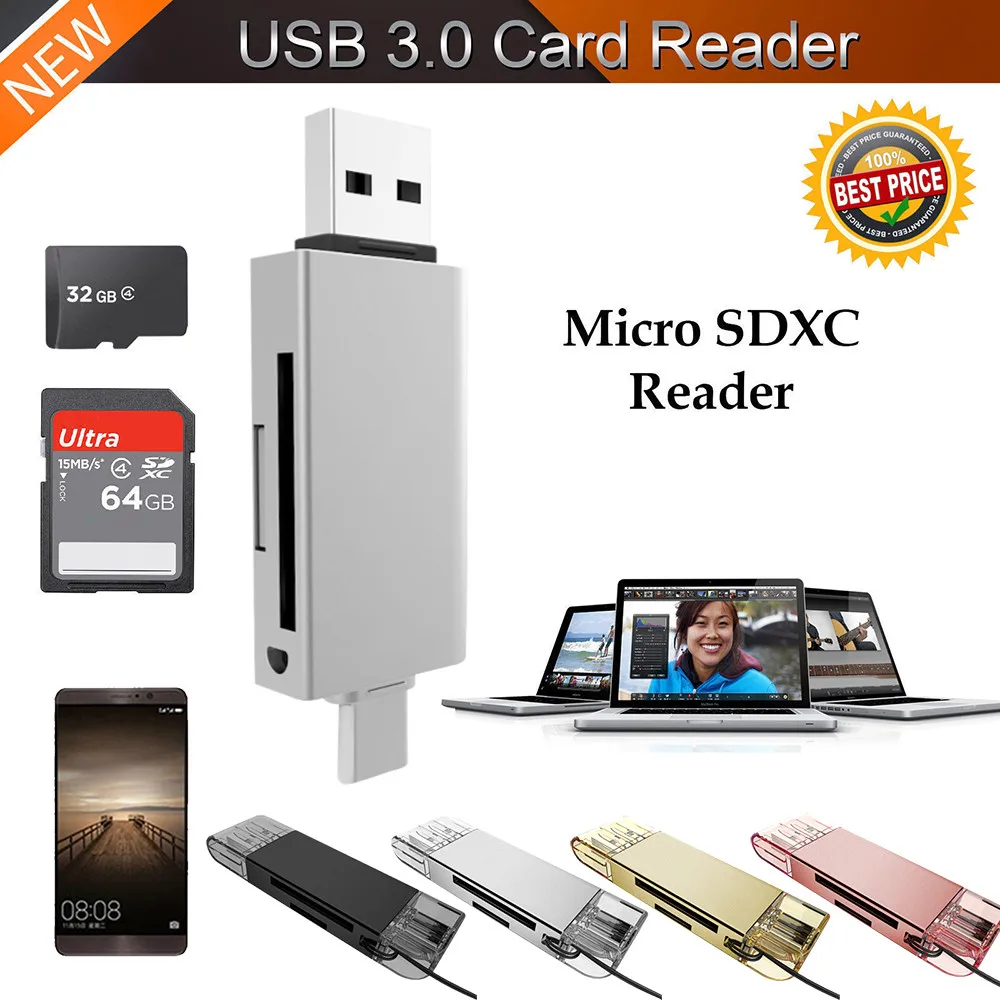 Card reader usb 3,0 micro sd micro usb высокое Скорость USB 3,0 + Тип C 2 в 1 устройство чтения карт памяти флэш-адаптер микро-sd SDXC z75