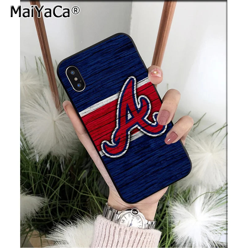 MaiYaCa подвеска Atlanta Braves черный мягкий чехол из ТПУ для телефона iPhone 6S 6plus 7 7plus 8 8Plus X Xs MAX 5 5S XR - Цвет: A10