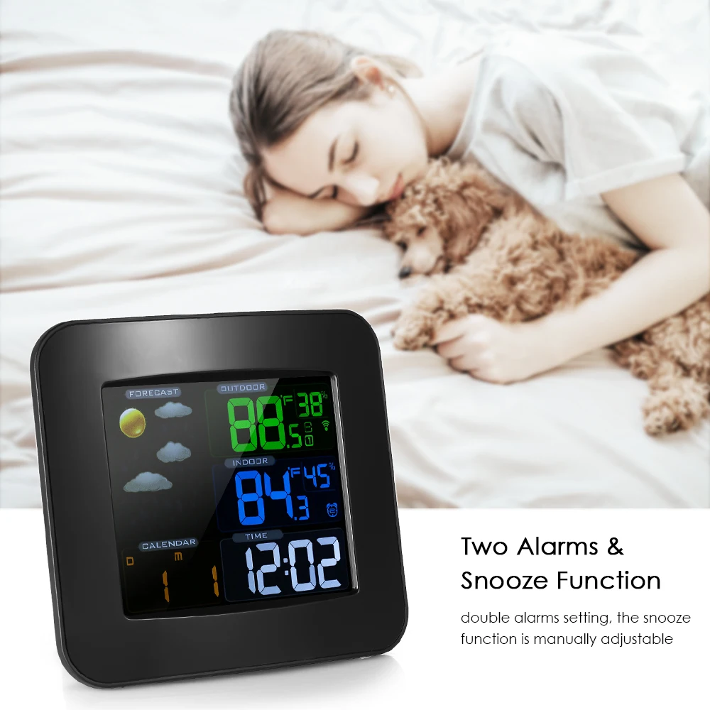 Multifunctional Wifi Color Weather Station Temperature Humidity Meter Barometer Digital Time Calendar Display Snooze Function