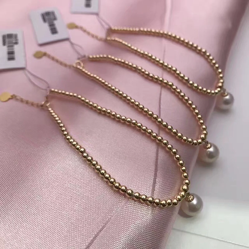 Sinya Natural pearls 18k gold beads strand bracelet for women girls Mom lover length 18cm can adjustable pearl diameter 7-8cm  (2)