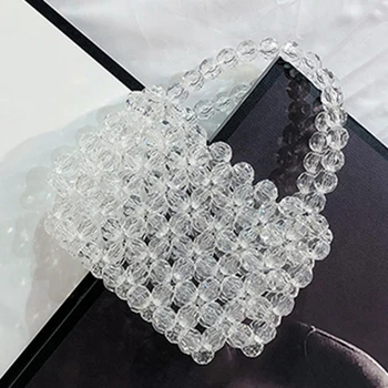 

FGGS-Transparent Crystal Bag Designer Pearls Jelly Bag Clutch Clear Bag Crossbody Messengers Women Crystal Handbag Pouch Totes