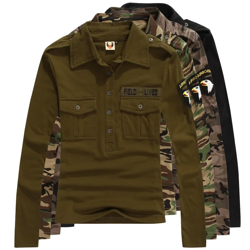 

New 2017 Casual women long sleeve cotton POLO Shirts camouflage Solid military uniform style Shirts loose womens clothing