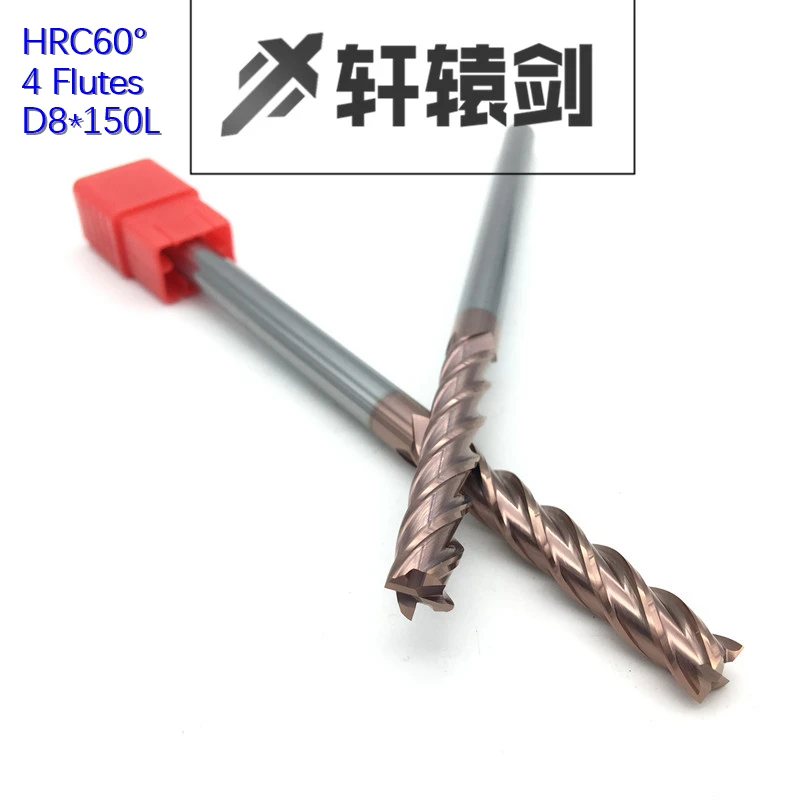 

HRC60 4 flute D8-150L 1PCS Solid carbide flattened end mills with straight Slim