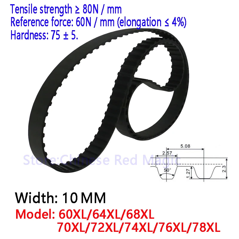 

1pcs 60/64/68/70/72/74/76/78XL Timing belt 0.39inch(10mm) width Belt Rubber Closed-Loop Belt used in Drive CNC Stepper motor