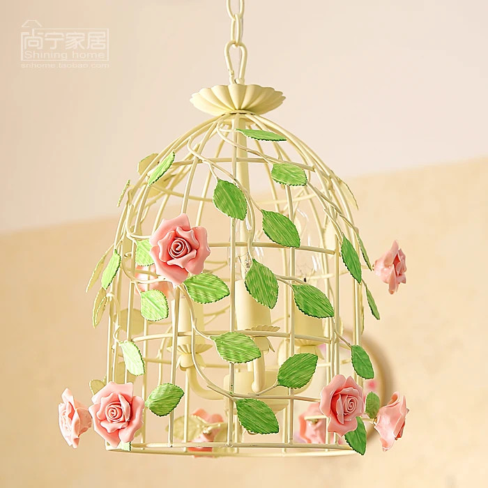 Кантри стиль птица клетка подвесной светильник персонализированные Железные