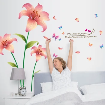 

Lily Flower Quote Self-adhesive Removable Living Room Bedroom Furniture Vinyl Wall Stickers Decoration Art Decals Mural dc18