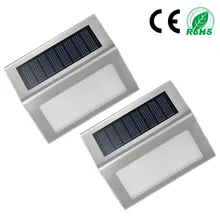 Светодиодный солнечный свет Водонепроницаемый холодный белый 2 светодиодный IP65 Нержавеющая сталь настенный светильник двор и ночник из забор светодиодный МО