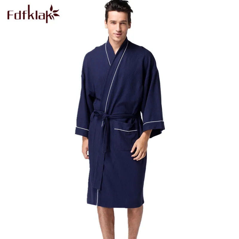 Mens Shawl-Collar Coral Flannel Bath Robe Winter Autumn Casual Nightgown Long Bathrobe Men Sleepwear Robes