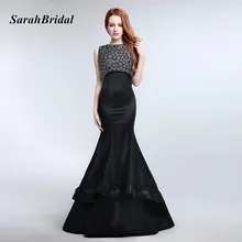 Elegant Long Black Evening Dresses Satin Mermaid Evening Party Gowns Robe De Soiree Mother of the Bride Dresses Vestido Sereia
