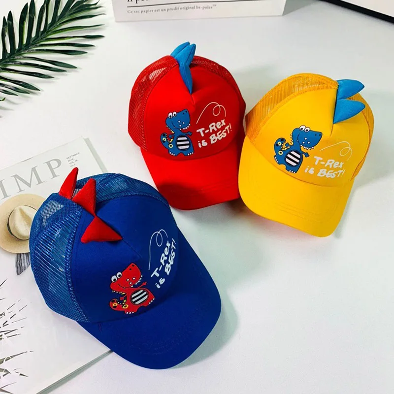 Doitbest 2-8 سنة الصيف الأطفال قبعة بيسبول الفتيان الفتيات الكرتون ديناصور Snapback شبكة الاطفال الهيب هوب قبعة قبعة واقية من الشمس