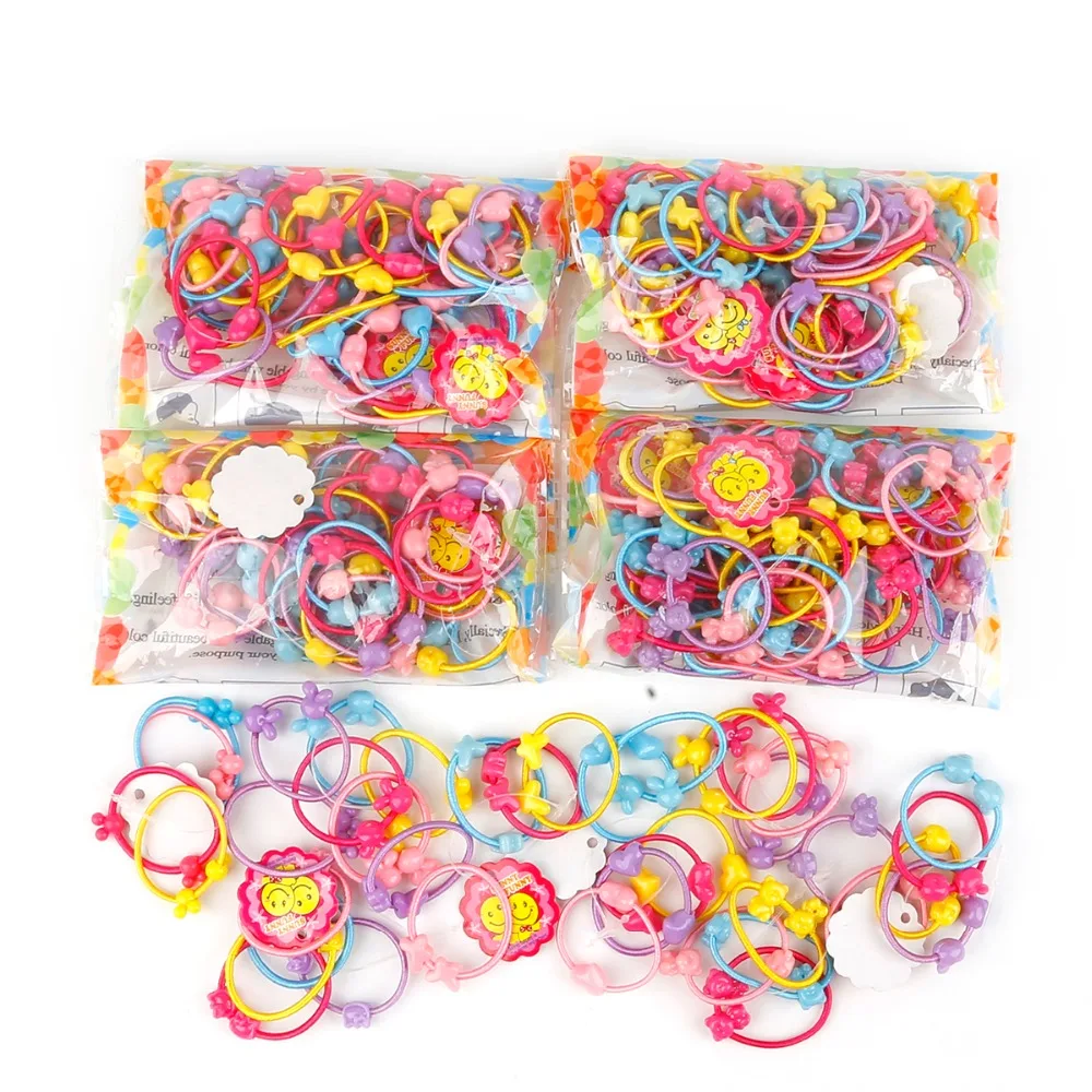 

Fashion 50pcs/Pack Fashion Cute Plastic Elastics children's Kids candy color rubber band for baby Girl Hair accessories