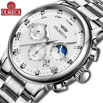 

OLMECA Luxury Brand Fashion Men Sport Watches Men's Quartz Hour Date Clock Man Steel Military Army Waterproof Wrist watch