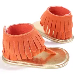 Летняя обувь для малышей; обувь ярких цветов с мягкой Бахромой; детские сандалии с кисточками; повседневная детская обувь из искусственной