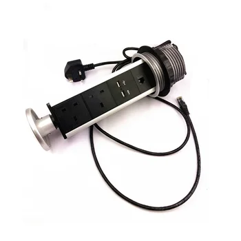 

Pulling Desktop Outlet Pop Up Hidden Power Kitchen Socket with LED Indicator: 2 Plugs 2 USB 1 CAT6 EU/AU/US/UK Customized