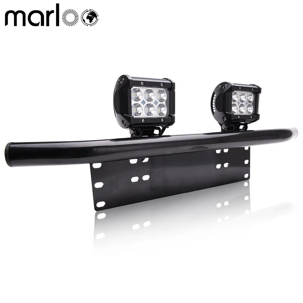 2pcs 4inch18W LED Work Light Bar With Bull Front Bumper License Plate Bracket For Trucks Offroad 4WD 4x4 Tractor Car | Автомобили и