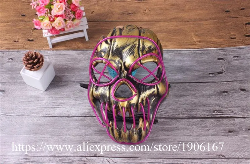 New Year Flash El Wire Led Glowing Beauty Christmas Party Mask Hot Sale08