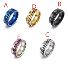 EDC Finger Fidget Spinner Stainless Steel Chain Rotatable Ring Men Classical Rome Digital Power Sense Gift