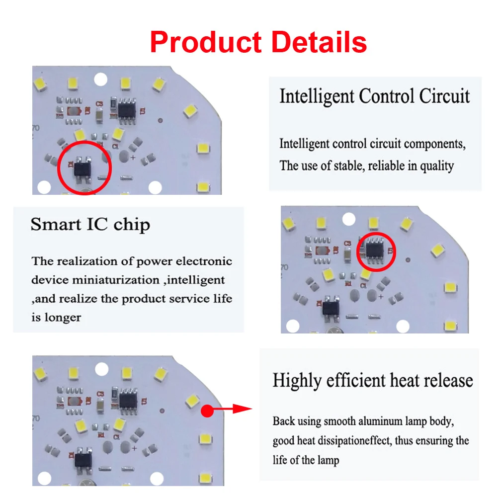 5 шт./лот Led SMD чип 9 Вт 12 Вт нет необходимости драйвер смарт IC AC180V-240V светильник бусины для DIY вниз светильник Точечный светильник белый теплый белый