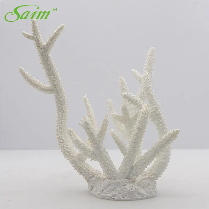 Saim Aquarium Vivid Artificial Coral Plant Ornament Soft Rubber Corals Decoration For Aquarium Fish Tank Decor Fake Coral White