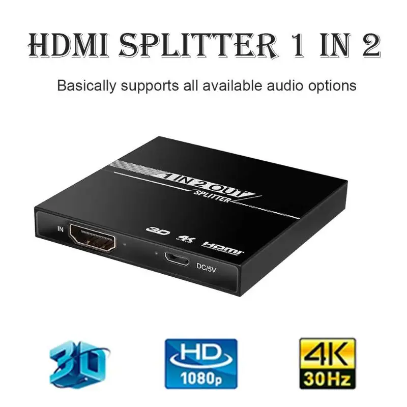 Обновленный HDMI Ретранслятор HDMI разветвитель 1 в 2 из алюминия Ver1.4 HDCP 4K HDMI 1x2 коммутатор 3D 1080P УДЛИНИТЕЛЬ