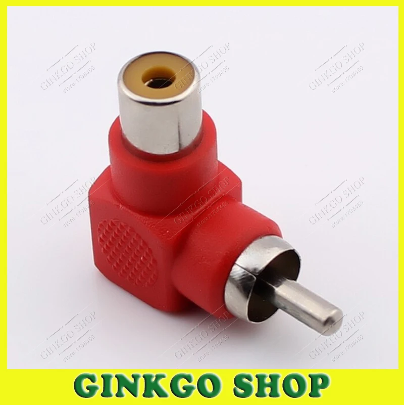 50pcs/lot 90 Degree RCA Male to Female AV RCA Audio Adapter Free