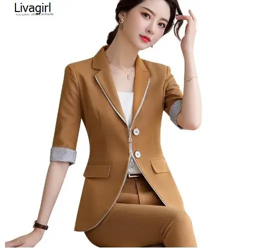 

2019 Two piece set Clothes fashion blazer women summer tops high quality jacket for office ladies korea style formal workwear
