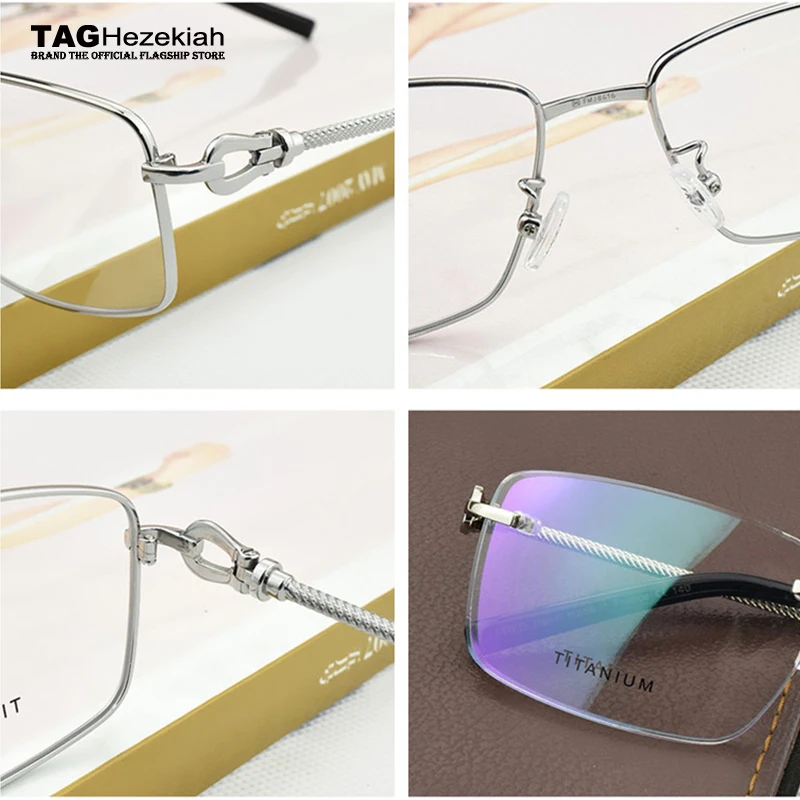 Модная брендовая Высококачественная оправа для очков без оправы, мужские титановые оправы для очков для женщин, квадратные деловые очки nerd