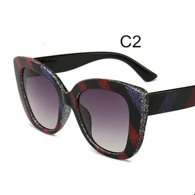 C2 BlueStripe HBK "кошачий глаз" в разноцветную полоску Óculos Готический Ретро Для женщин Для мужчин Брендовая дизайнерская обувь роскошные солнцезащитные очки оттенки подарок UV400 - Цвет линз: C2 BlueStripe