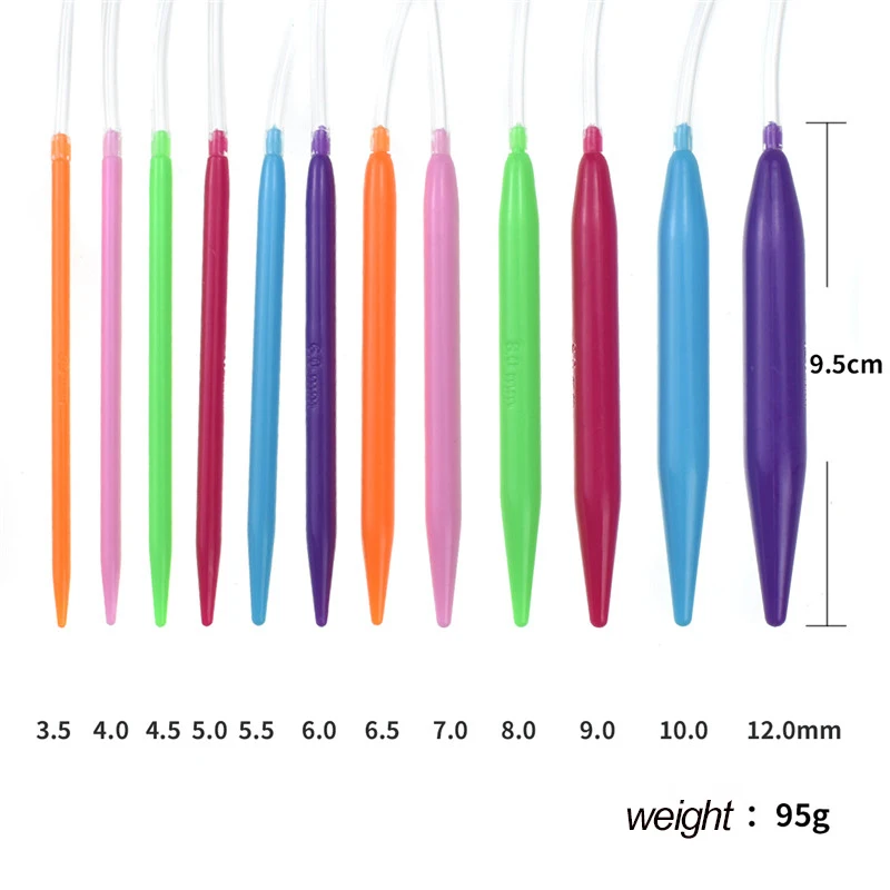 40 см, 3,5 мм-12 мм, многоцветные, 12 размер, пластиковые круговые спицы для вязания, женские ручные швейные инструменты, аксессуары