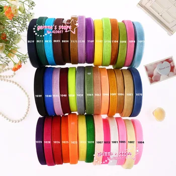 

new arrive 1/2''(12mm) organza ribbon 50 yards/roll 500 yard /lot mix 10color belt gift packing