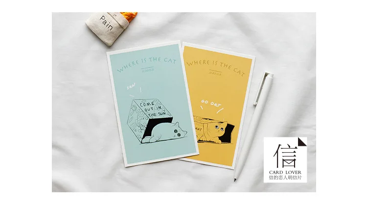 30 листов/набор, где находится кошка открытка/поздравительная открытка/день рождения Письмо Конверт подарочная карта