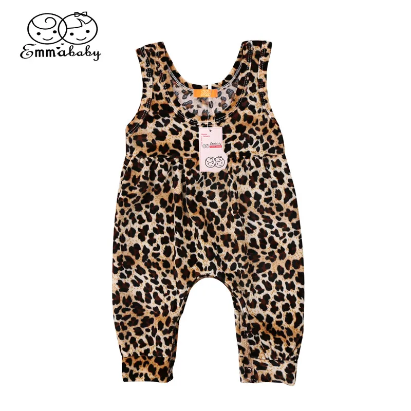 

Casual Newborn Baby Girls Leopard Romper 2018 Newest Summer Girls Vest Cotton Romper Hot Sale Bebes Harem Jumpsuit Baby Clothing
