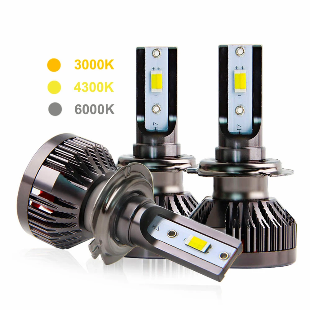 Kopen 2 stks H7 LED Koplamp Lamp H1 H3 H4 H8 H9 H11 9005 9006 9012 10000LM 100 w 3000 k 43000 k 6000 k Rijden DRL Auto Led H7 Gloeilampen
